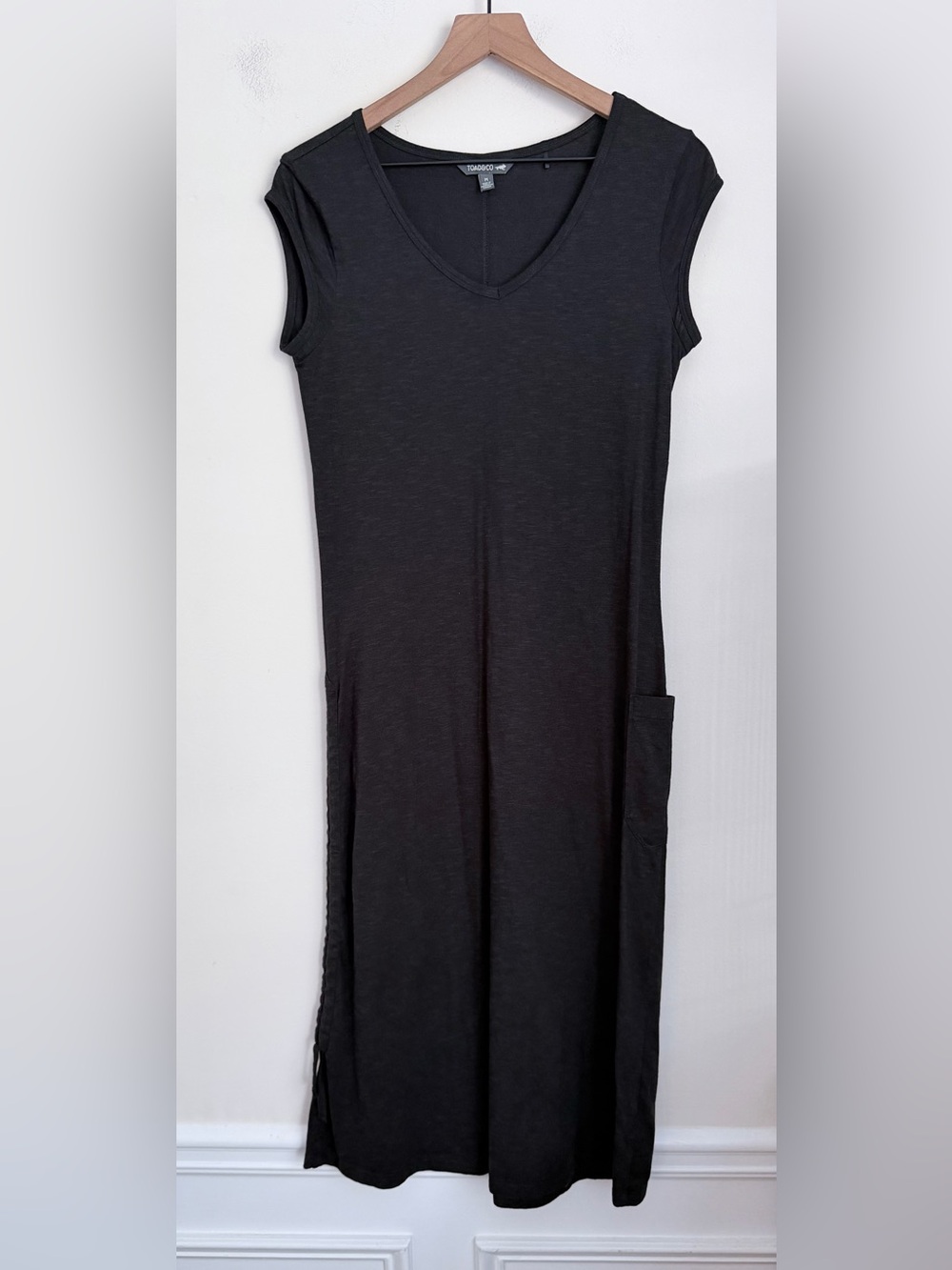 Toad&co maxi dress black organic cotton granola M